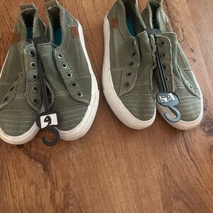 NEW…Blowfish Olive Green Slip-On Canvas Adult Sneakers…price is each pair